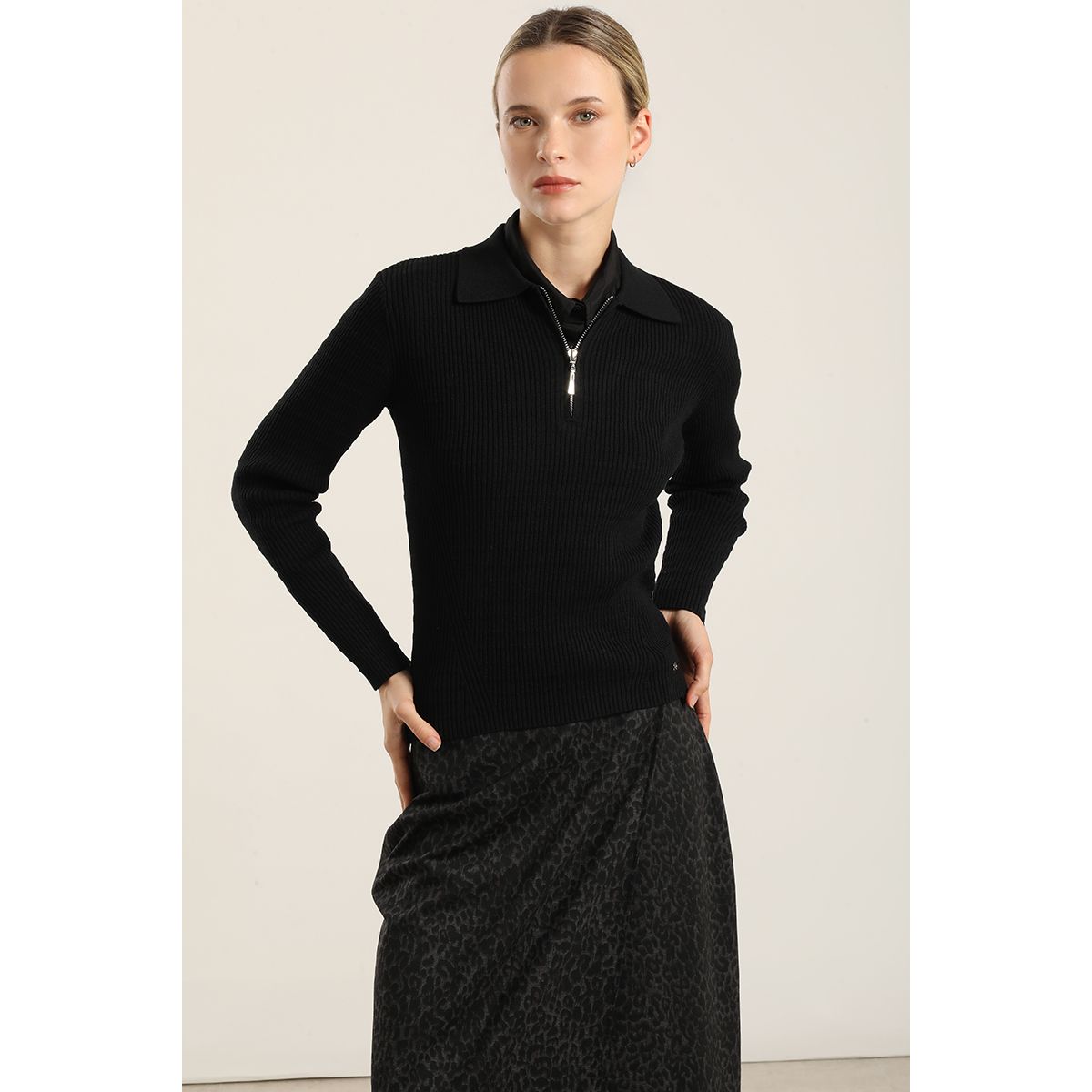 LIOLA - Jersey Punto Fantasia, Negro Liola