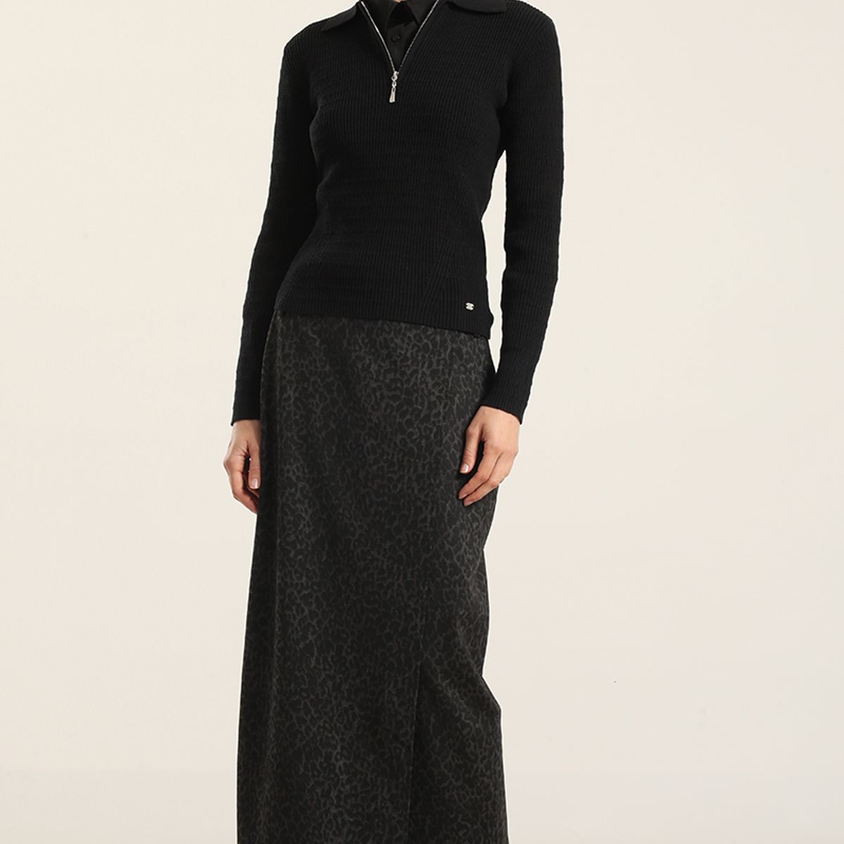 LIOLA - Jersey Punto Fantasia, Negro Liola