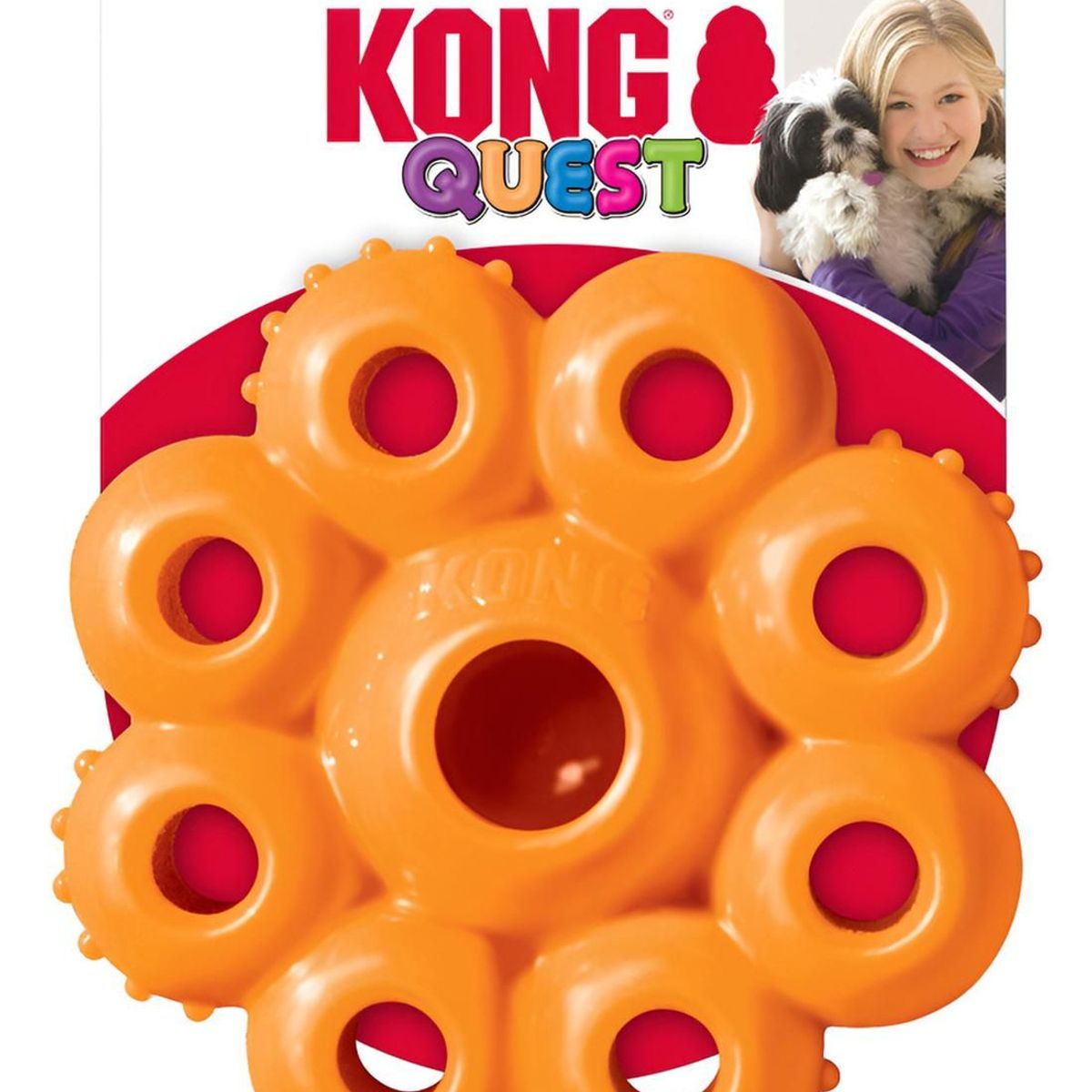 KONG - Kong Quest Star Pod Juguete Rellenable Limpia Diente Talla L - Naranja