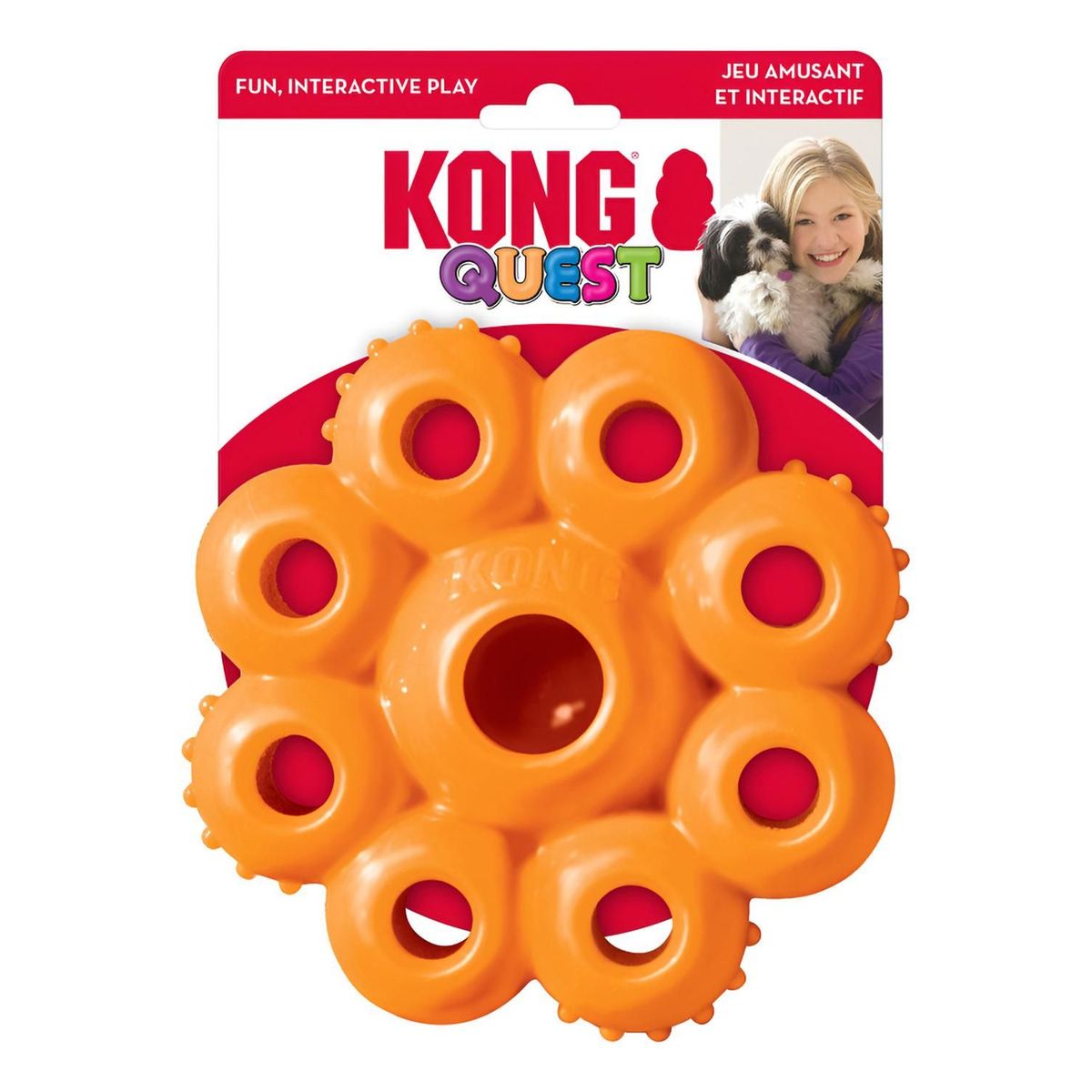 KONG - Kong Quest Star Pod Juguete Rellenable Limpia Diente Talla L - Naranja