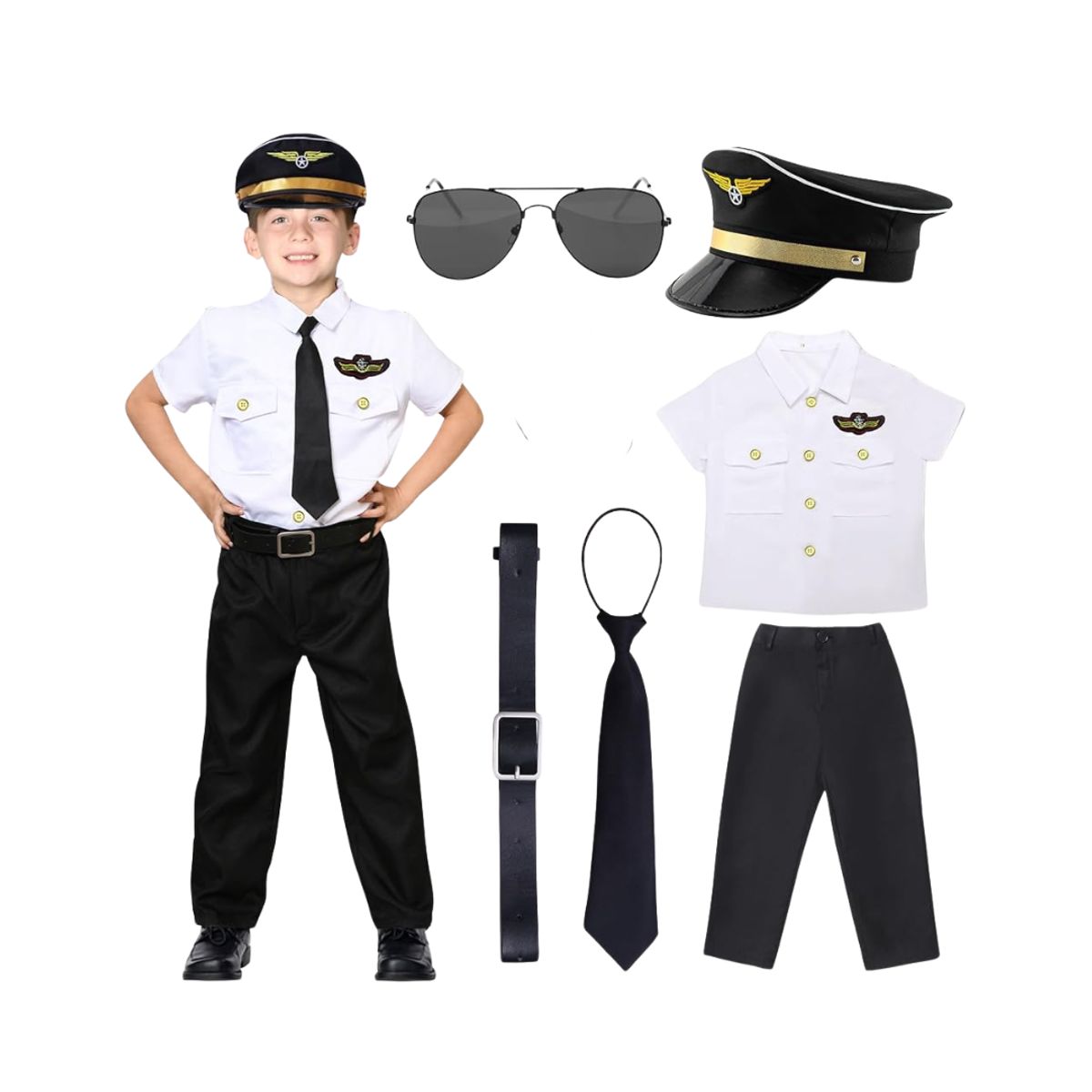 GENERICO - Disfraz Piloto De Avion Cosplay Niños 10-12