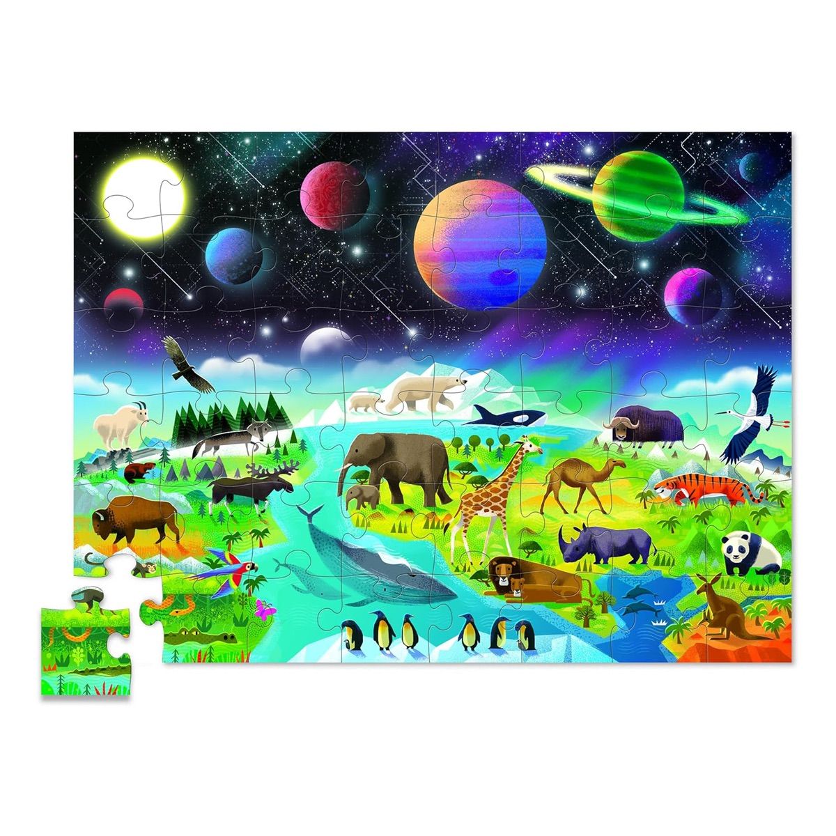 CROCODILE CREEK - Puzzle Arriba y Abajo Tierra/Espacio 48pcs Crocodile Creek