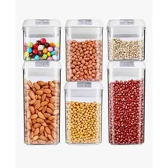 GENERICO - Set 6 Contenedores Herméticos De Almacenamiento Plástico Transparente