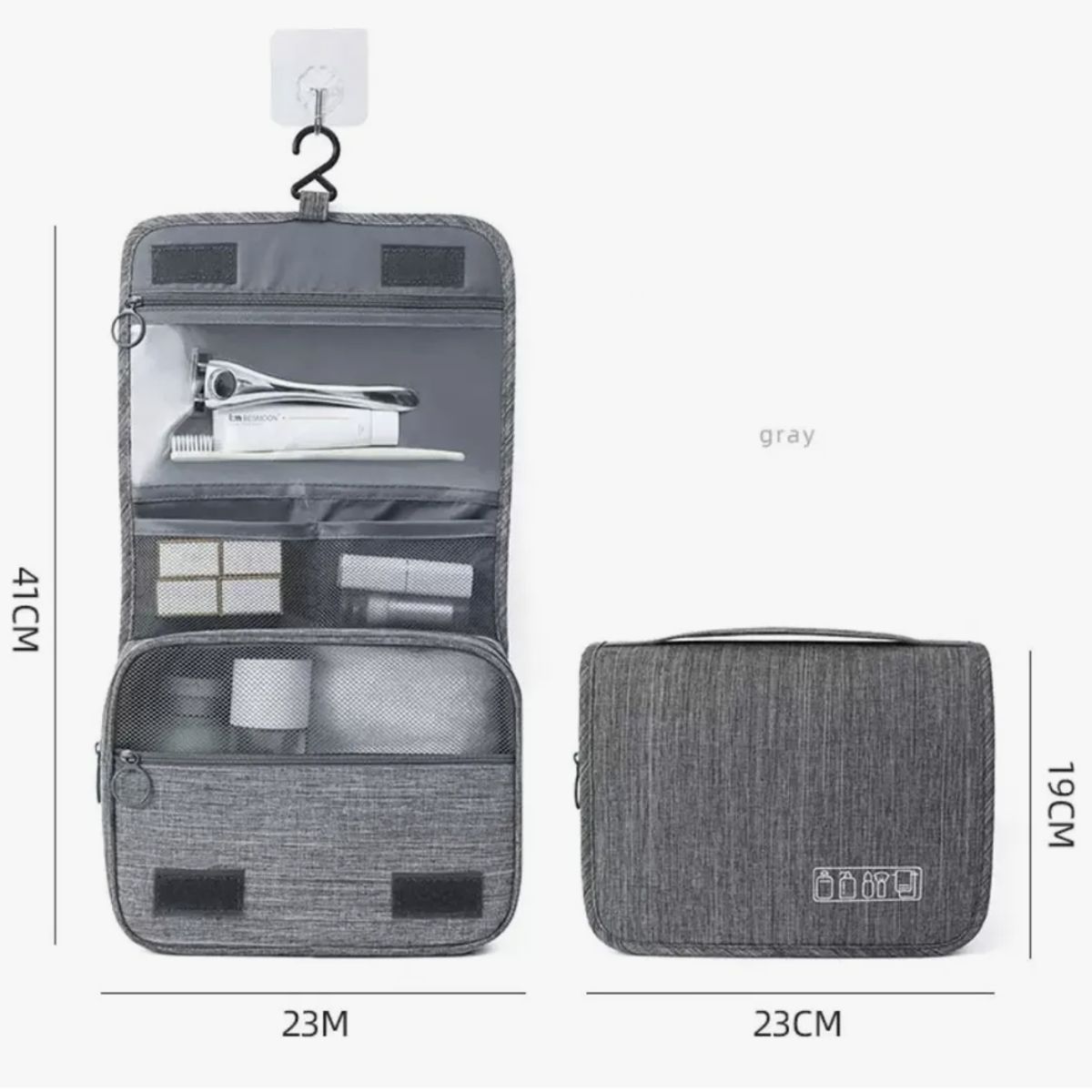 GENERICO - Bolsa Viaje Cosmetico Organizador De Maquillaje Impermeable Gris