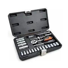 GENERICO - Juego De Dados 1/4 Milimetricos 25 Piezas Crownman Negro