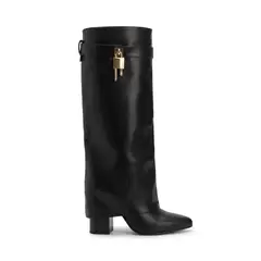 BOVINITA - Bota Mujer Botin Negro Eco Cuero Tacon Plataforma Alta