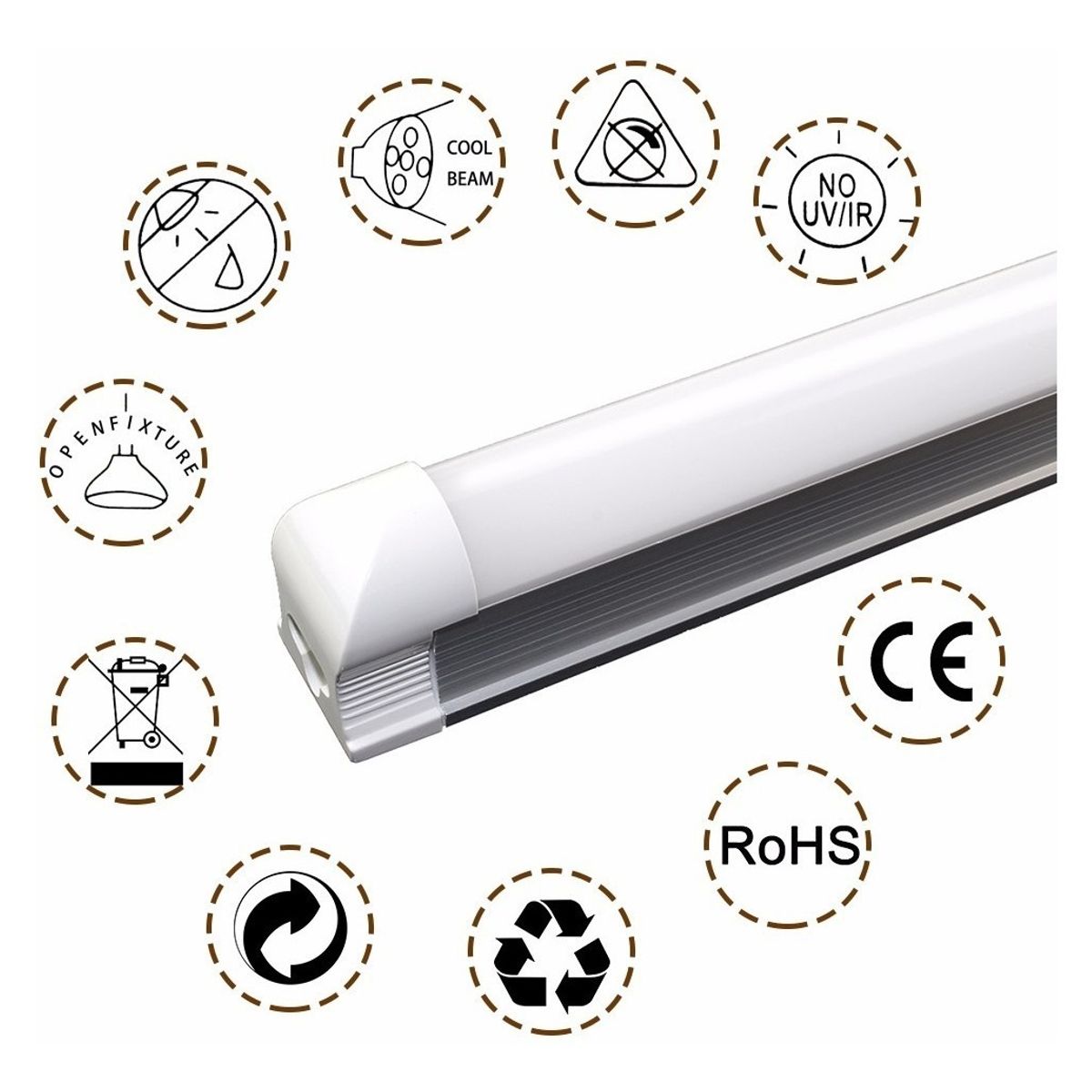 GENERICO - Tubo Led Con Base Canoa 18w T8 120cm Luz Fria  003071 Blanco Frío-231038-003071 B