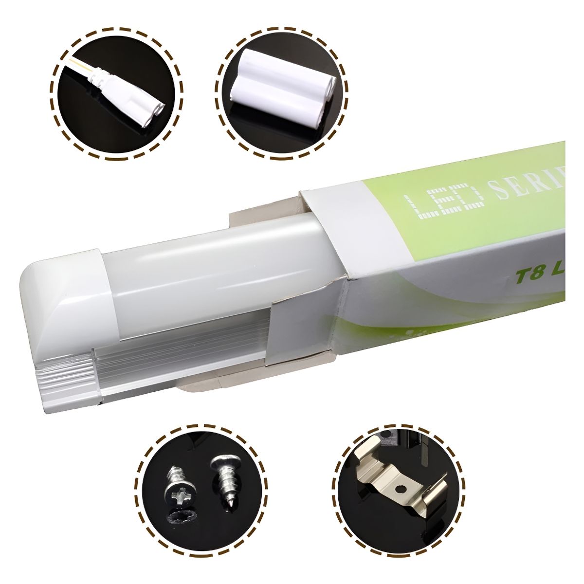 GENERICO - Tubo Led Con Base Canoa 9w T8 60cm Luz Fria  003210 Blanco Frío-003210 001051 B15