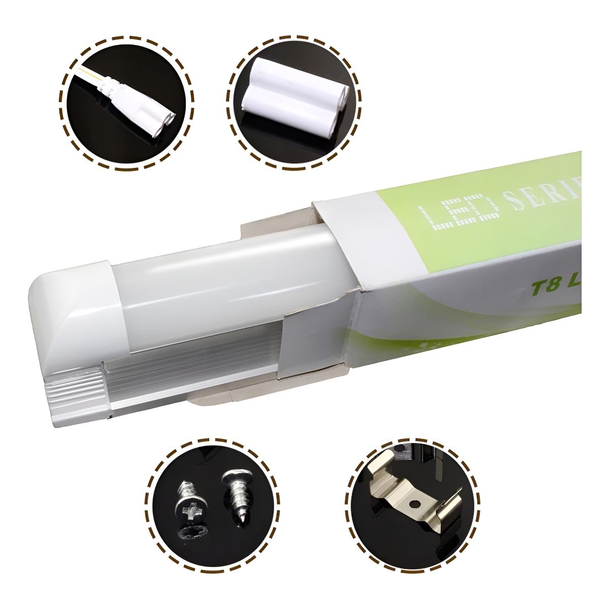 GENERICO - Tubo Led Con Base Canoa 9w T8 60cm Luz Fria  003210 Blanco Frío-003210 001051 B15