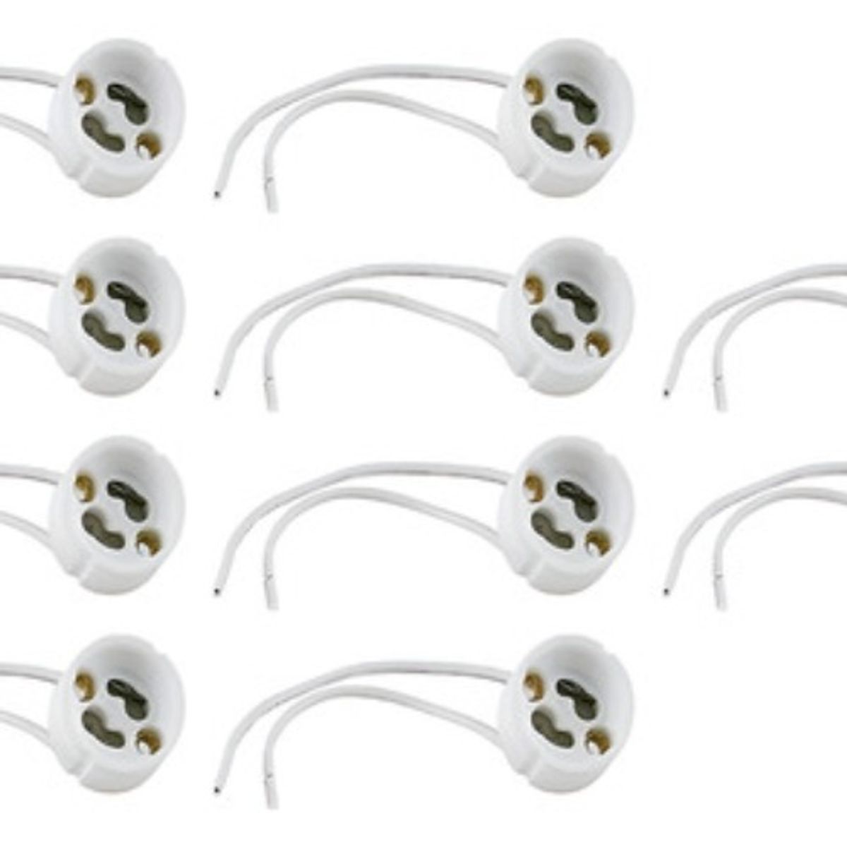 GENERICO - Pack 10 Base Conector Soquete Gu10 Loza Ampolleta Hogar Blanco - 003385