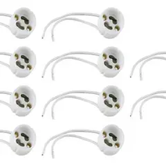 GENERICO - Pack 10 Base Conector Soquete Gu10 Loza Ampolleta Hogar Blanco - 003385