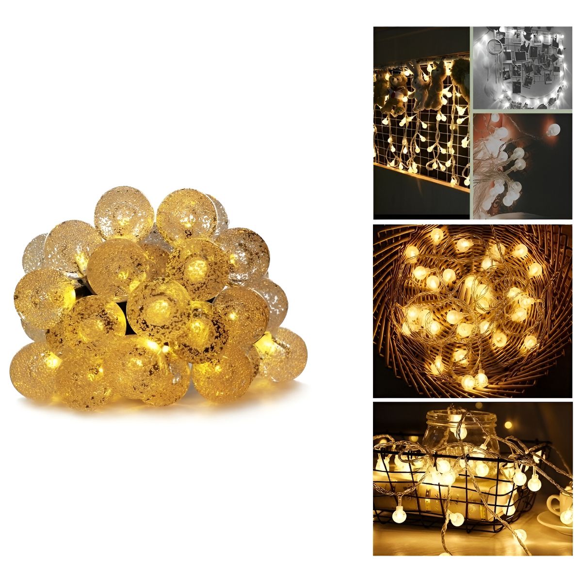 GENERICO - Guirnalda Led Bolas De Cristal 20 Led 5mts Deco Navidad Hada