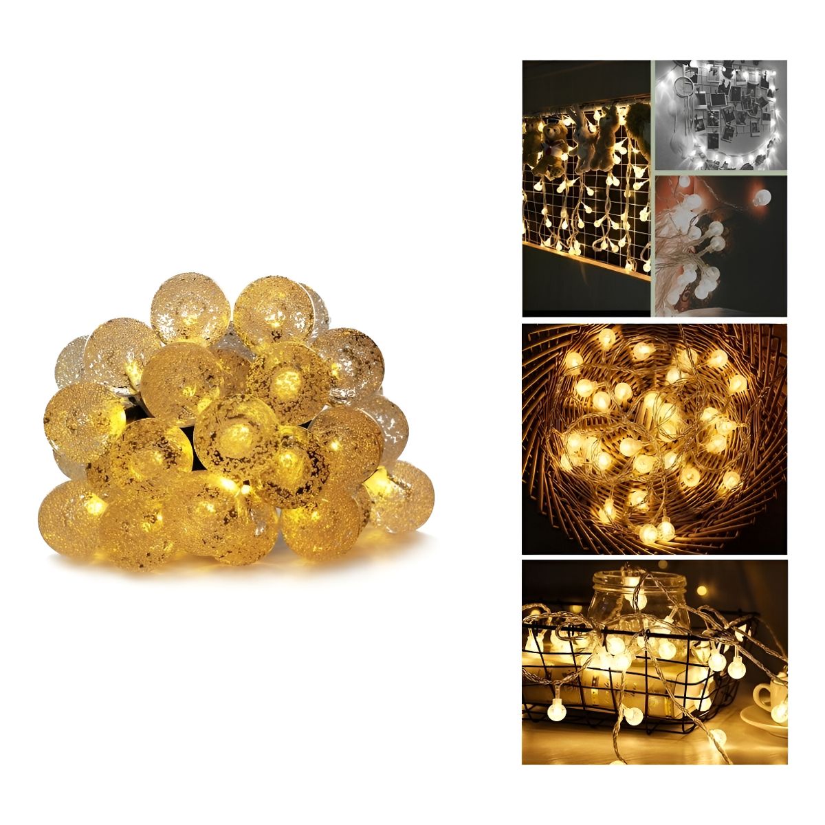 GENERICO - Guirnalda Led Bolas De Cristal 20 Led 5mts Deco Navidad Hada