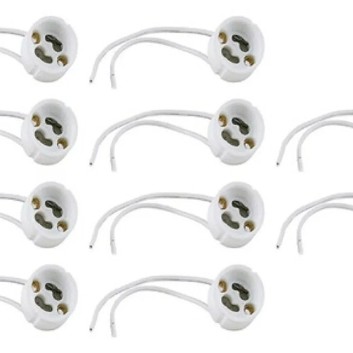 GENERICO - Pack 5 Base Conector Soquete Gu10 Loza Ampolleta Hogar Blanco - 003385