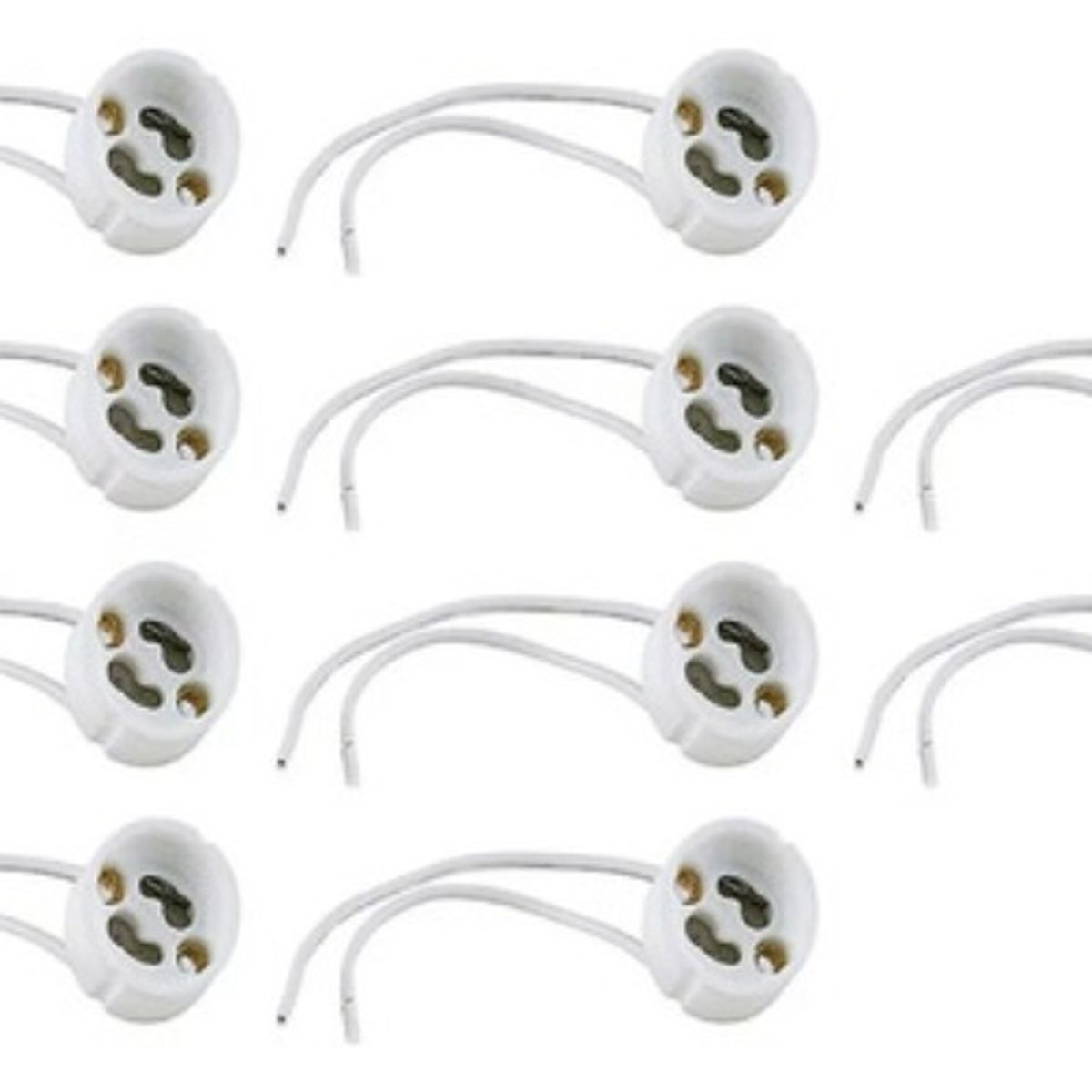 GENERICO - Pack 5 Base Conector Soquete Gu10 Loza Ampolleta Hogar Blanco - 003385