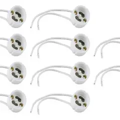 GENERICO - Pack 5 Base Conector Soquete Gu10 Loza Ampolleta Hogar Blanco - 003385