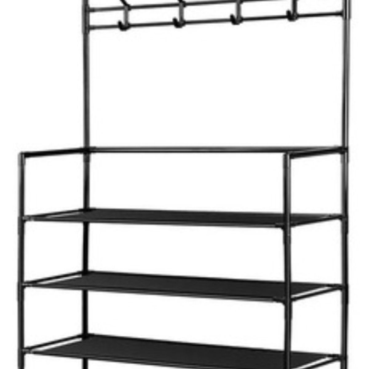 GENERICO - Perchero Zapatera 2 En 1 Organizador Rack Estante Ganchos Negro - 322019