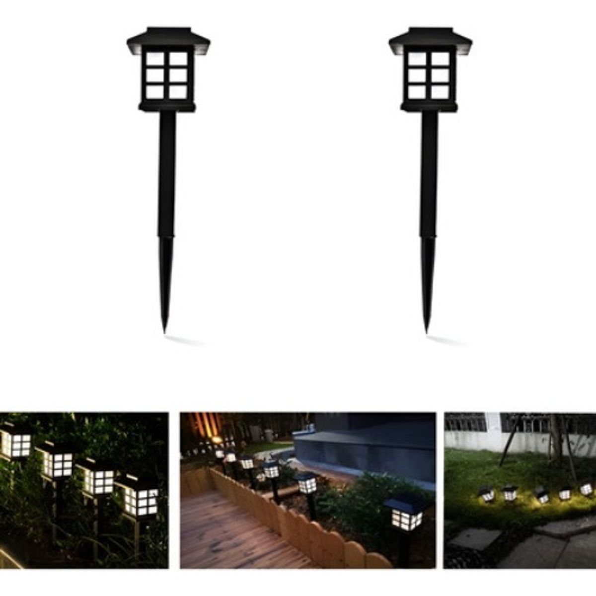 GENERICO - Pack 2 Lámpara Solar Luces Led De Césped Tierra Jardin Blanco-003236