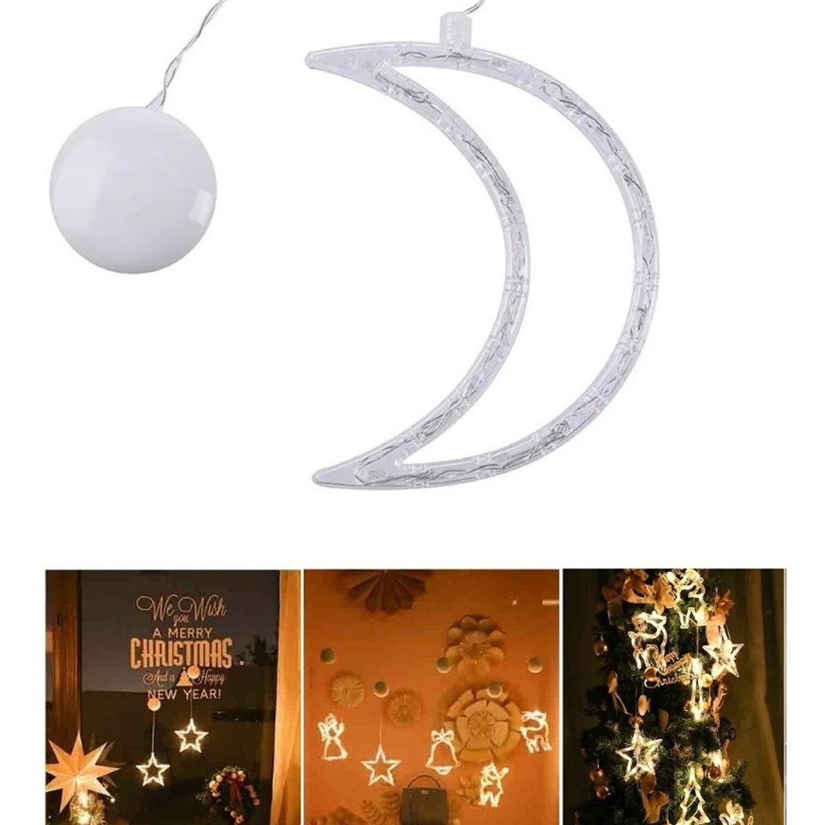 GENERICO - Lampara Ventosa Luces Led Navidad Guirnalda Cascada Calida