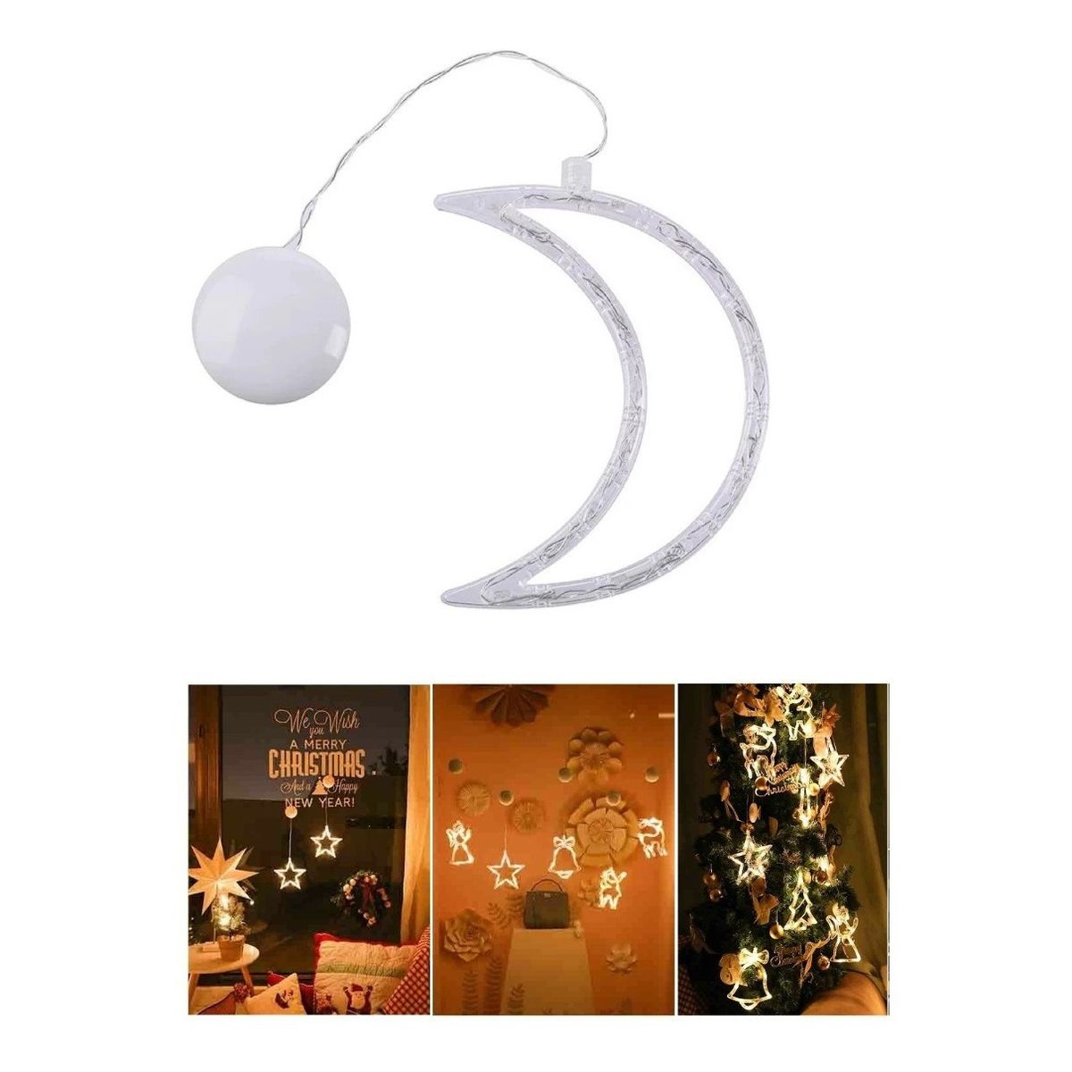 GENERICO - Lampara Ventosa Luces Led Navidad Guirnalda Cascada Calida