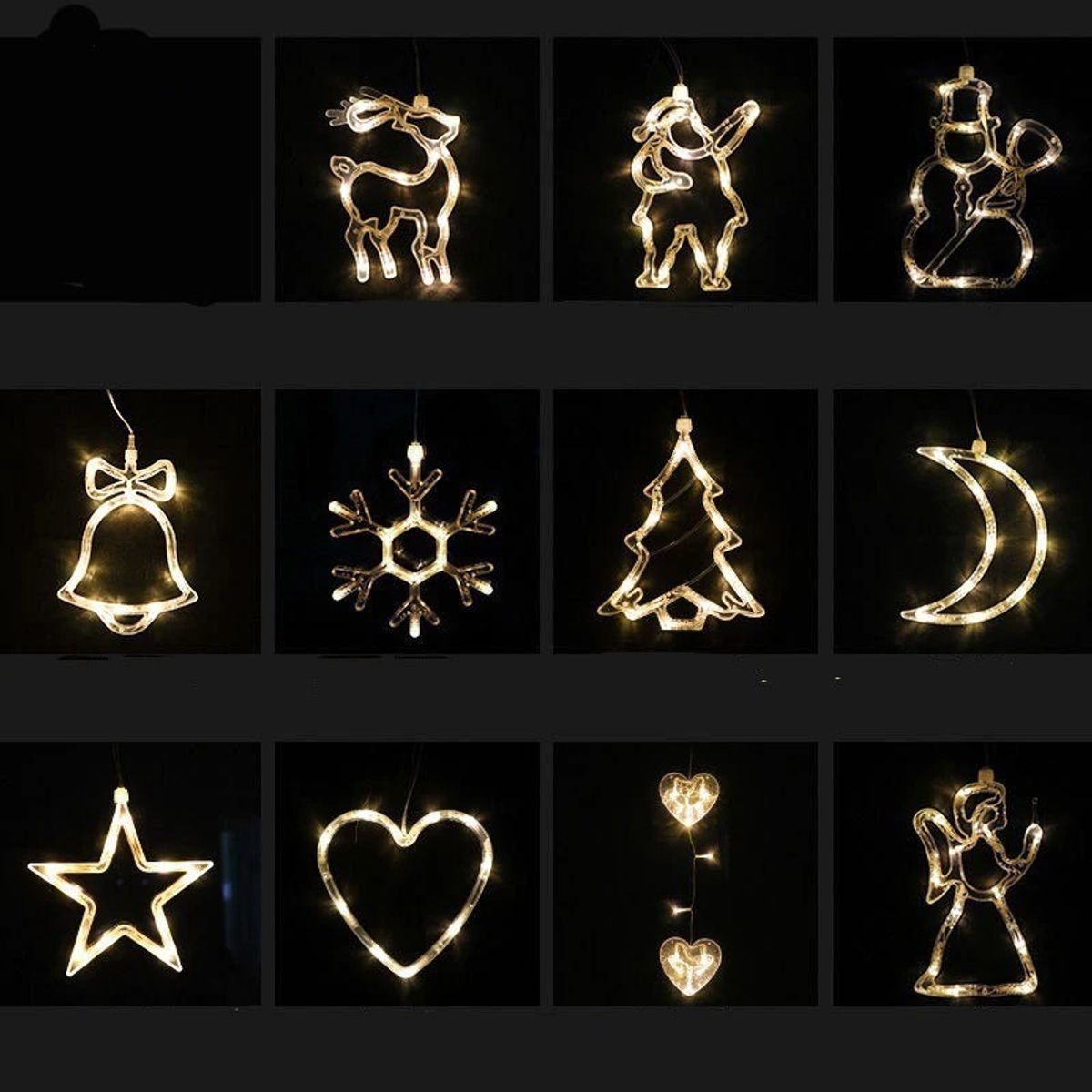 GENERICO - Lampara Ventosa Luces Led Navidad Guirnalda Cascada Calida