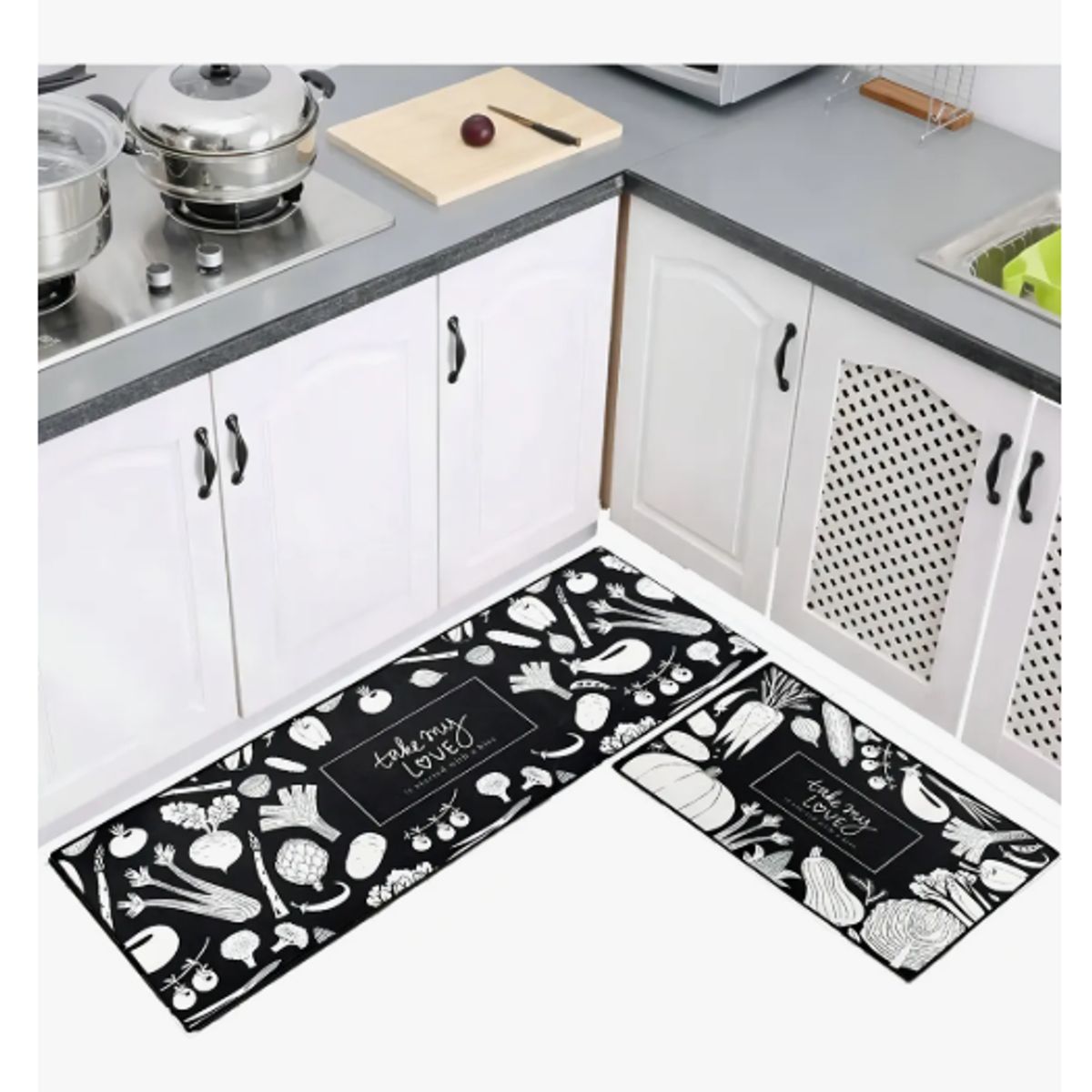 GENERICO - Alfombra Para Cocina Piso Entrada Baño Antideslizante Juego2 Cf12