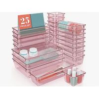 Set 25 Organizadores Para Cajón Escritorio Cocina Baño Rosa