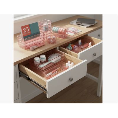 Imagen 2 del producto Set 25 Organizadores Para Cajón Escritorio Cocina Baño Rosa