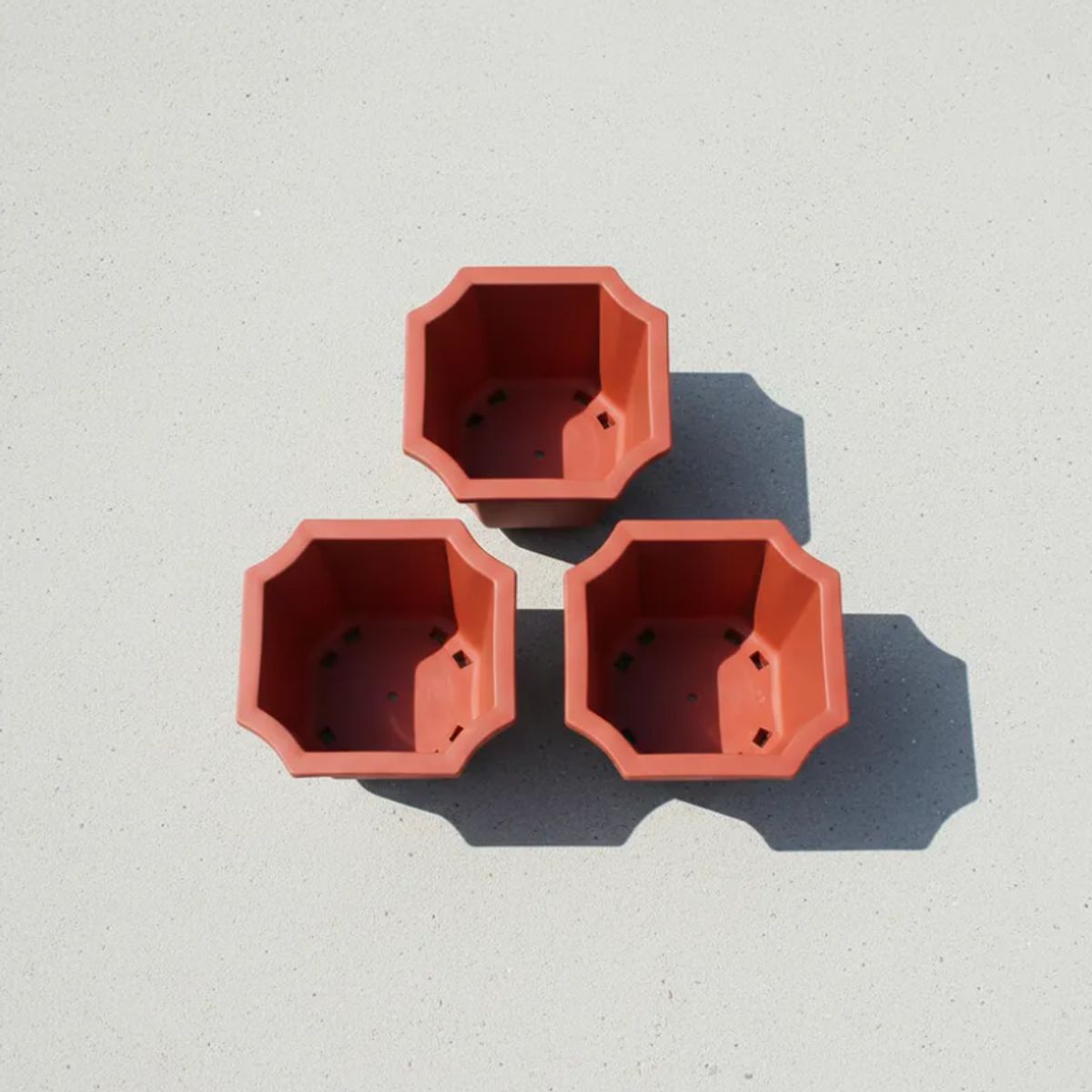 GENERICO - Set X3 Macetero Plástico Octagonal 23.6x20.5cm