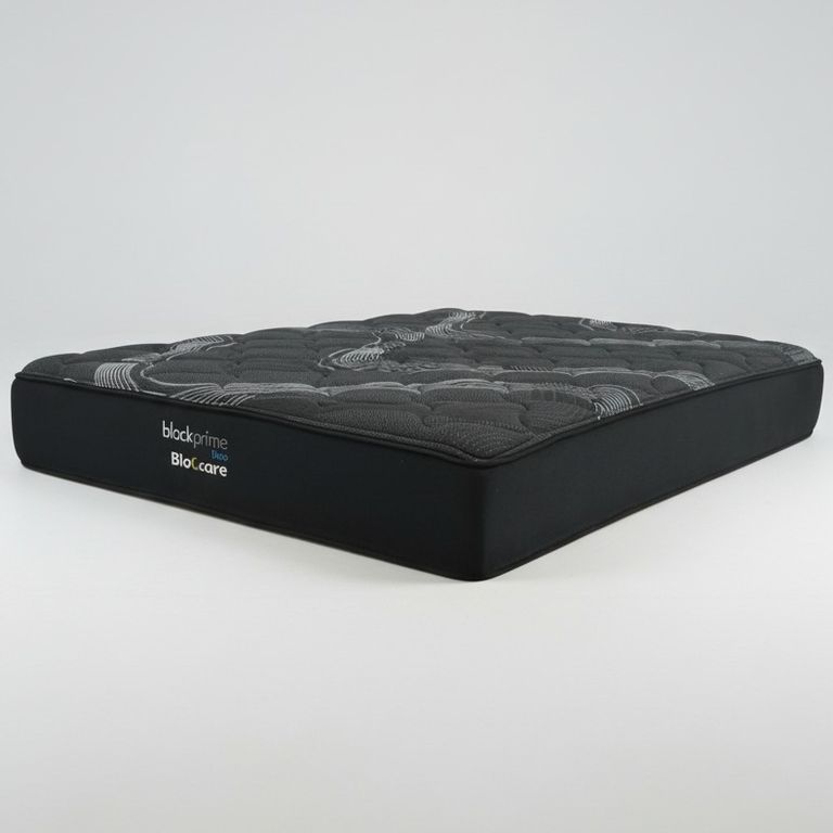 Cama 2 Plaza Box 8 cm - L200 cm + Colchon Black Prime - Modelo Uno / Con Rueda Pyton(Gris)