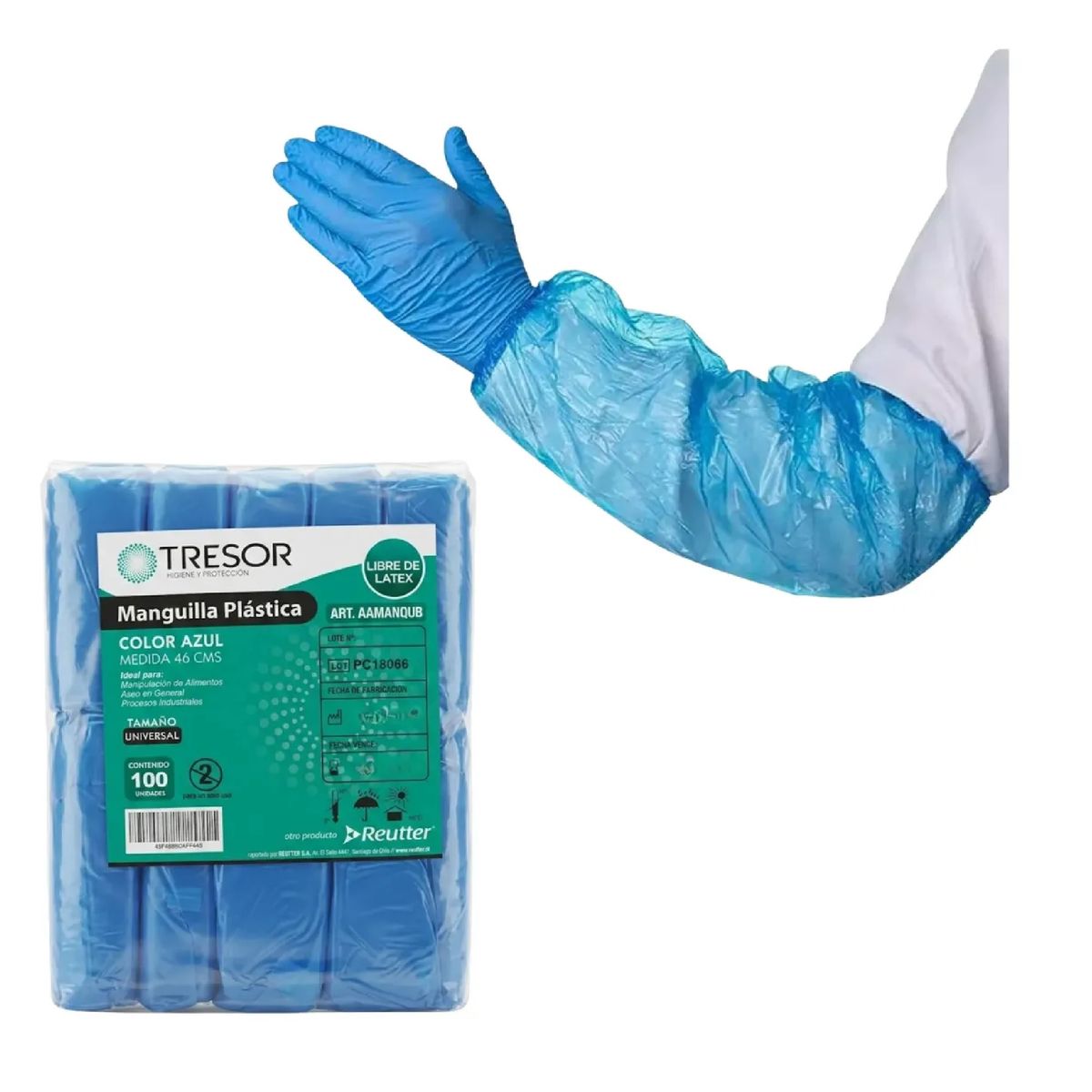 GENERICO - Manguilla Desechable Plastica 100unid Color Azul