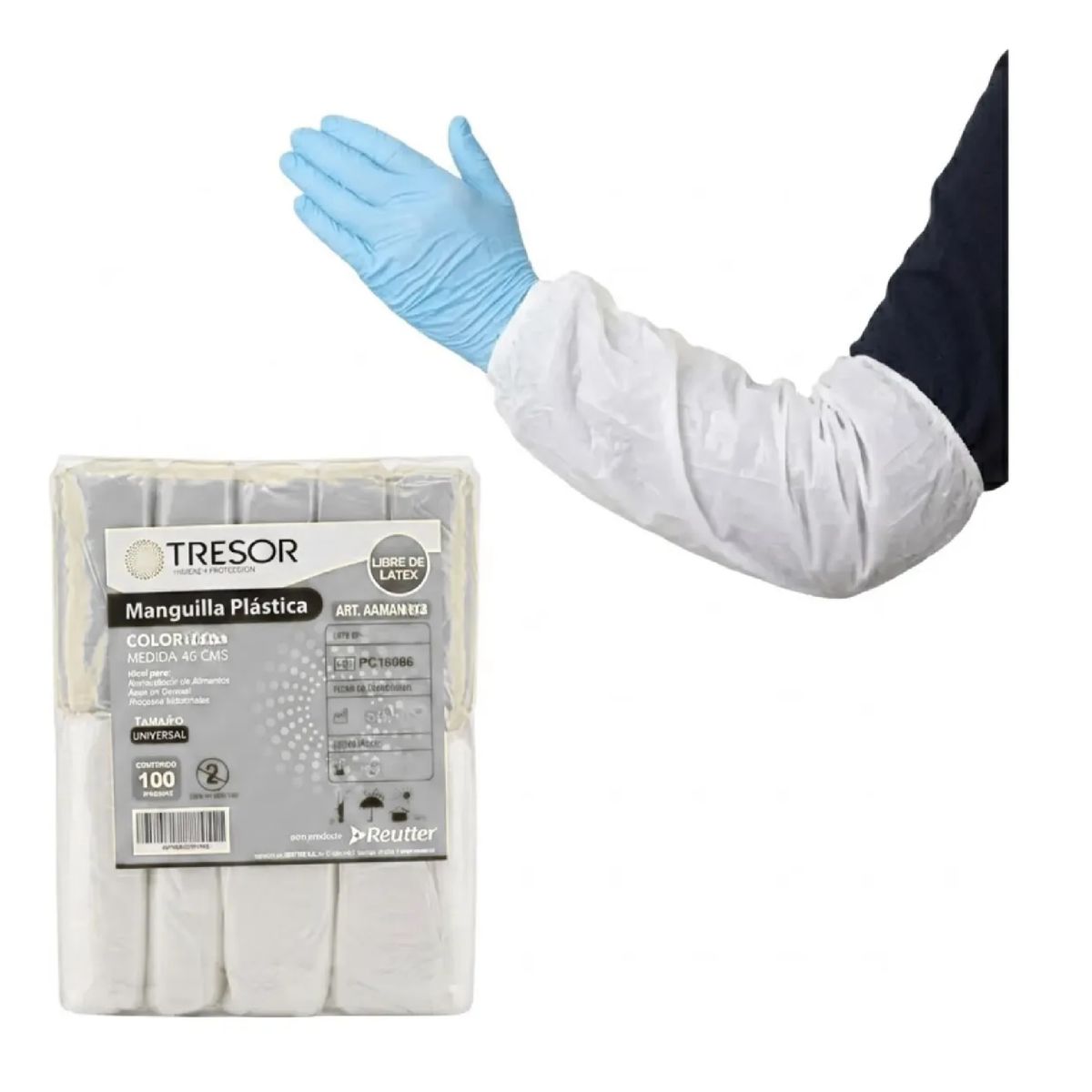 GENERICO - Manguilla Desechable Plastica 100unid Color Blanco