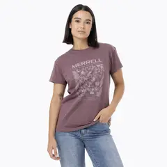 MERRELL - Polera Manga Corta Mujer Big Print Morado