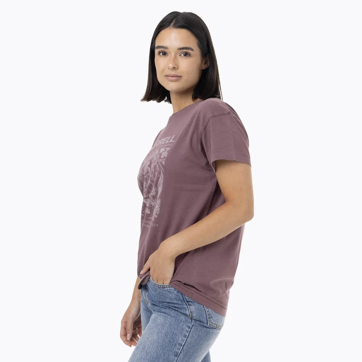 MERRELL - Polera Manga Corta Mujer Big Print Morado MERRELL