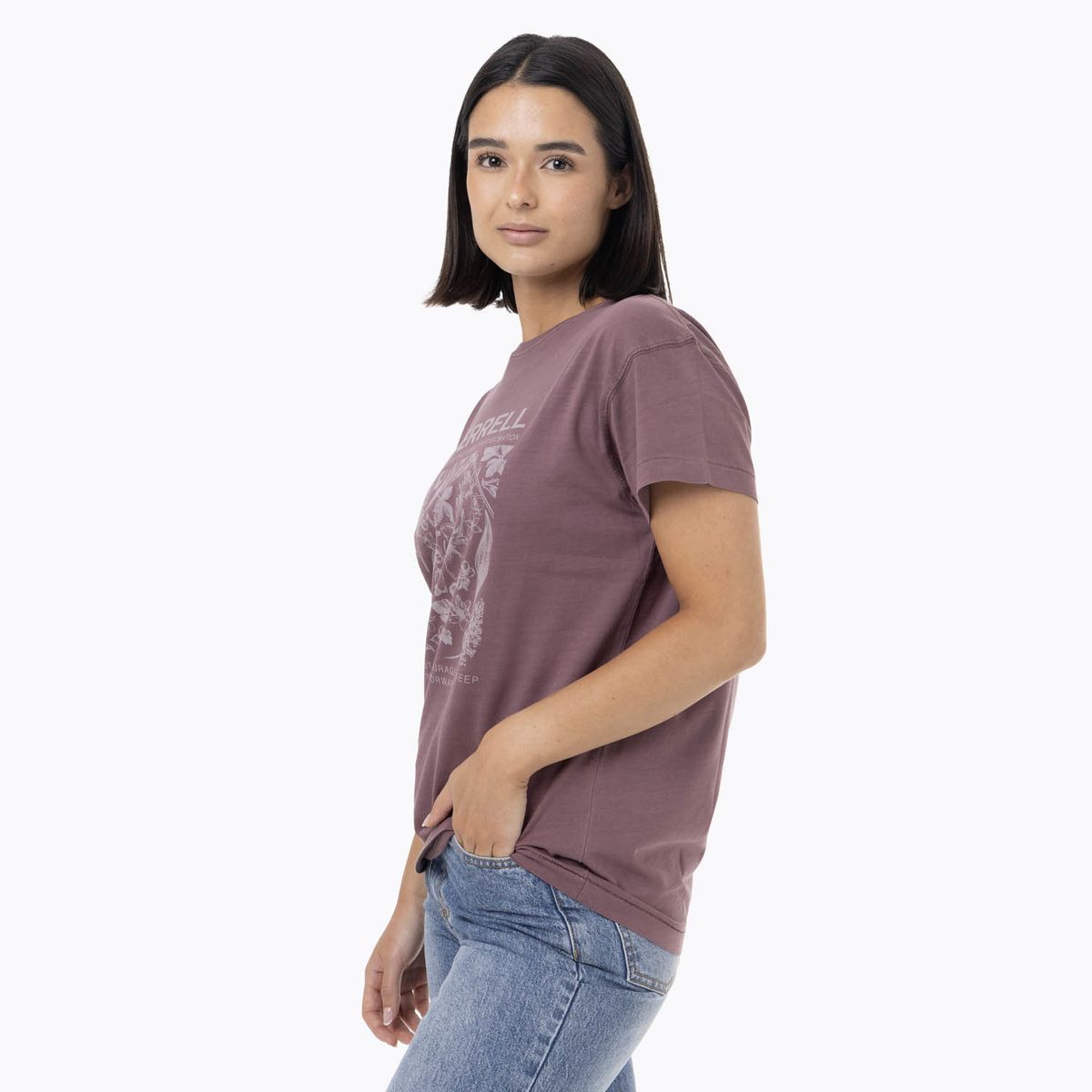 MERRELL - Polera Manga Corta Mujer Big Print Morado MERRELL