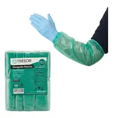 GENERICO - Manguilla Desechable Plastica 100unid Color Verde