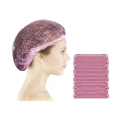 GENERICO - Set 100 Gorros Desechables Para Cabello Tipo Cofia Rosa