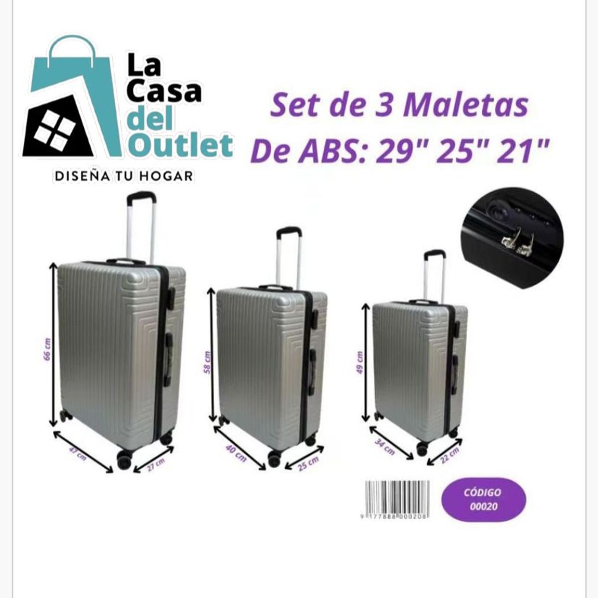 GENERICO - Set de Maletas Rígidas 3 Piezas 29” 25” 21” Expandibles con Ruedas 360°