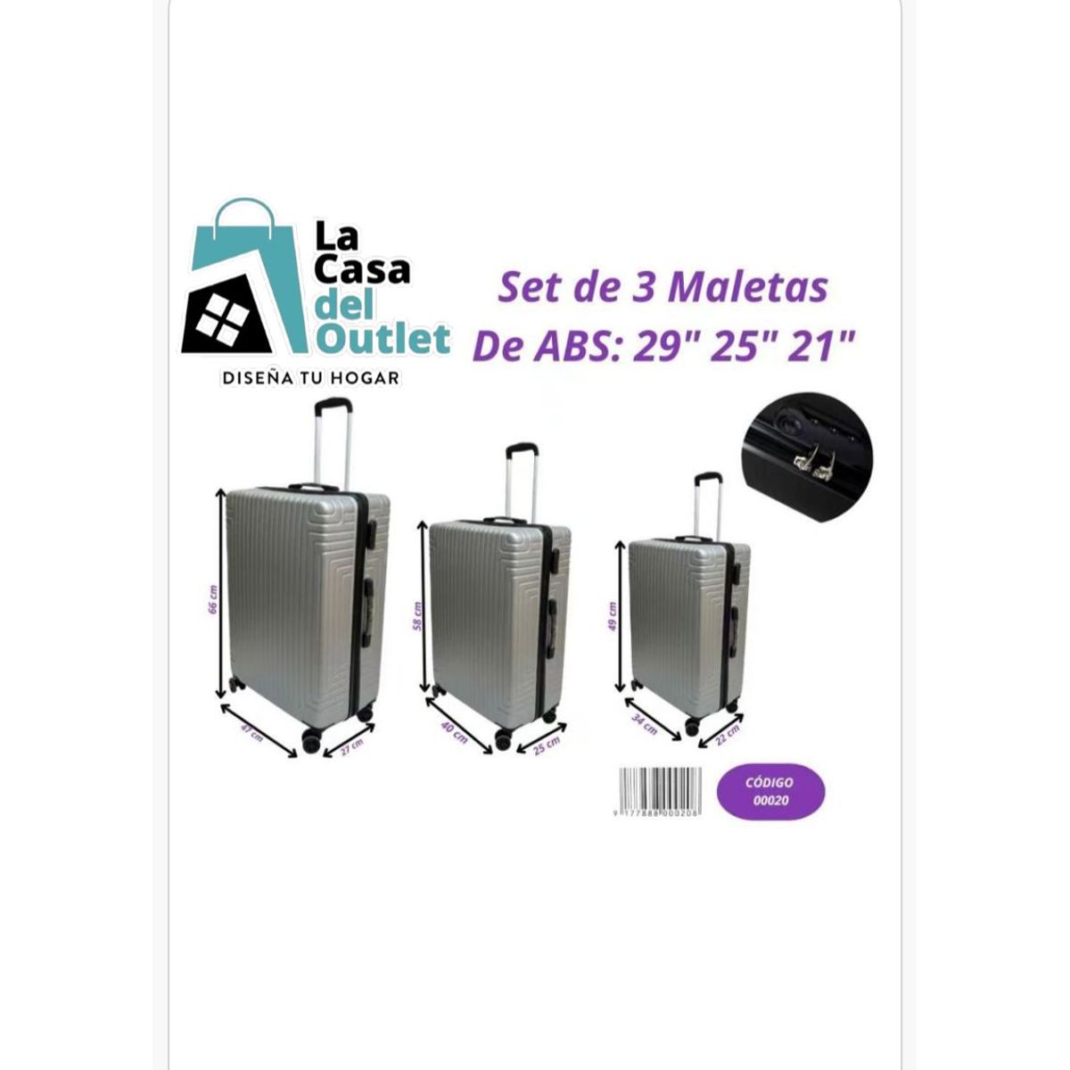 GENERICO - Set de Maletas Rígidas 3 Piezas 29” 25” 21” Expandibles con Ruedas 360°