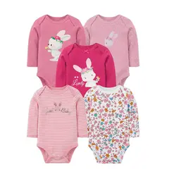 TEDMIMAK - Bodys manga larga pack 5 unidades conejo fucsia