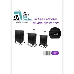 GENERICO - Set de Maletas Rígidas ABS 3 Piezas 30” 26” 22” Spinner 360° Alta Resistencia