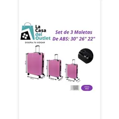 GENERICO - Set de Maletas Rígidas ABS 3 Piezas 30” 26” 22” Spinner 360° Alta Resistencia