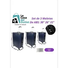 GENERICO - Set de Maletas Rígidas ABS 3 Piezas 30” 26” 22” Spinner 360° Alta Resistencia