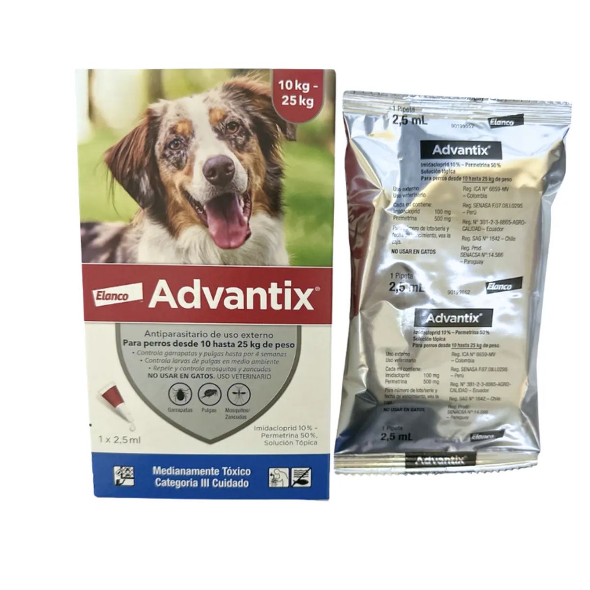 ELANCO - Advantix Pipeta Antipulgas Y Garrapatas Perros 10-25 Kg