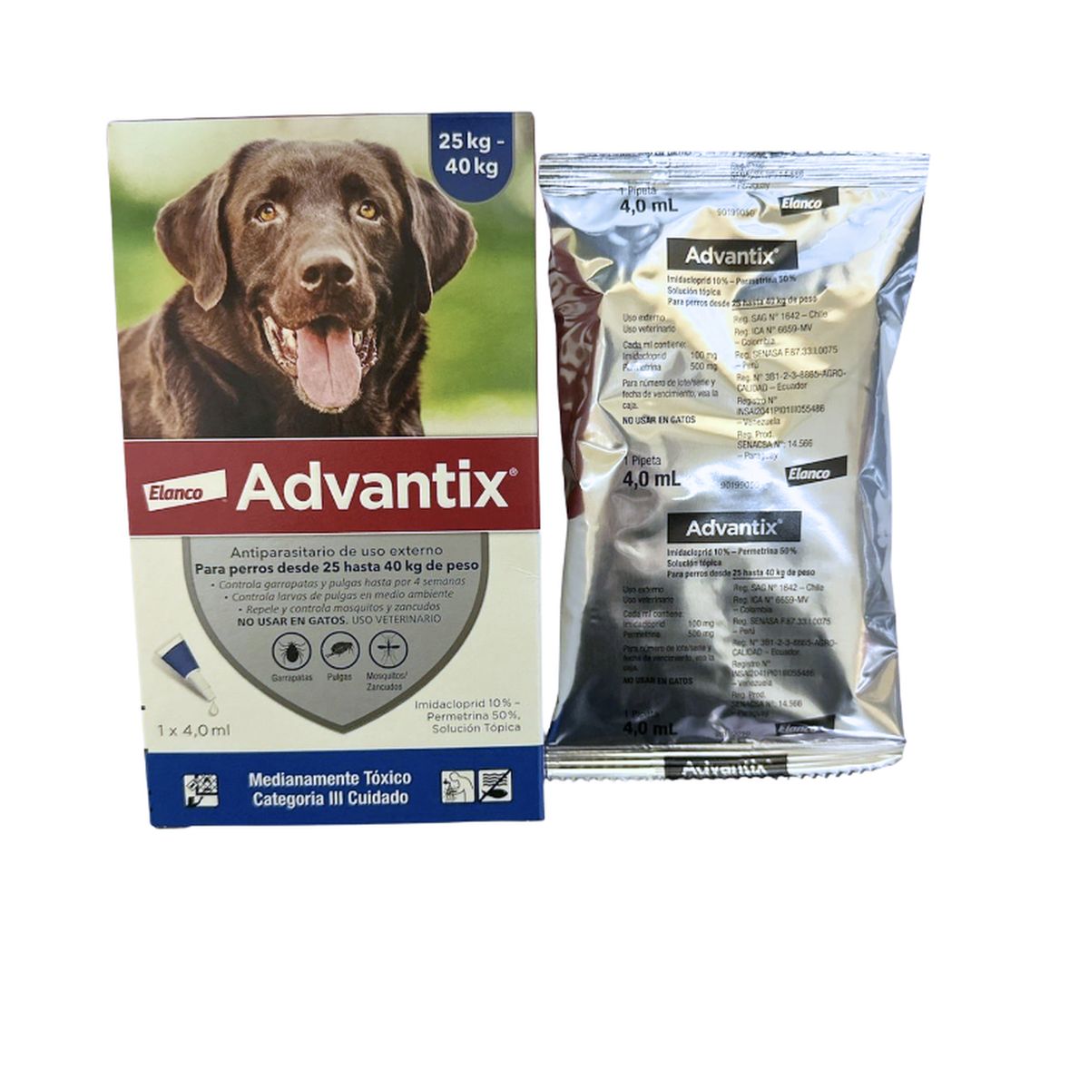 ELANCO - Advantix Pipeta Antipulgas Y Garrapatas Perros 25-40 Kg