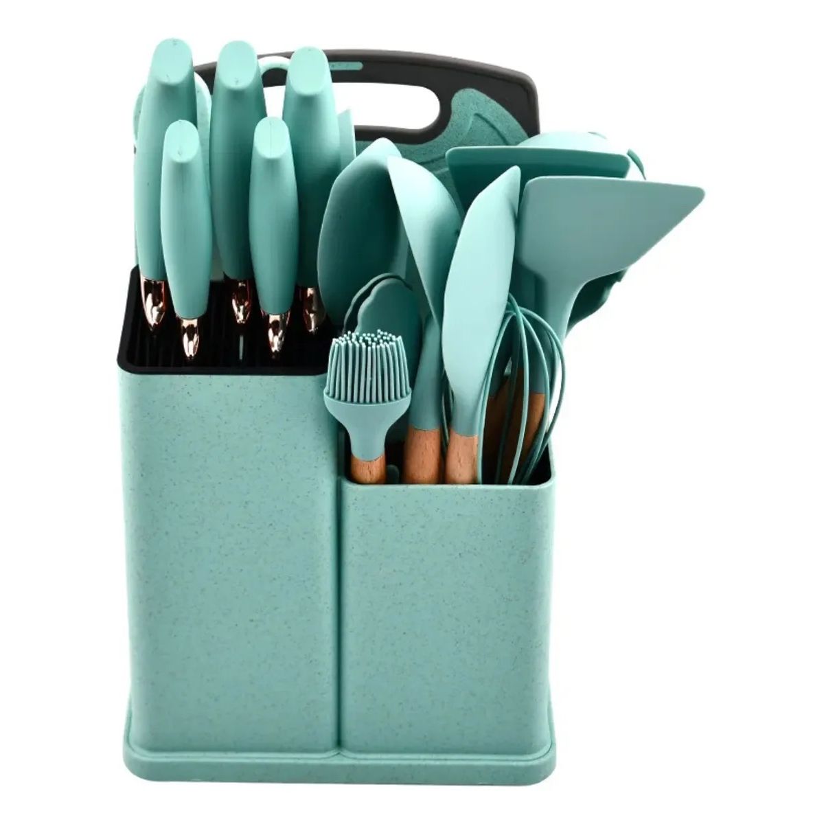 GENERICO - Set 19 Utensilios De Cocina Antiadherentes De Silicona Verde