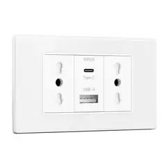 OFERTABKN - Tomacorriente Doble + Cargador Usb Y Tipo C Pared 16a