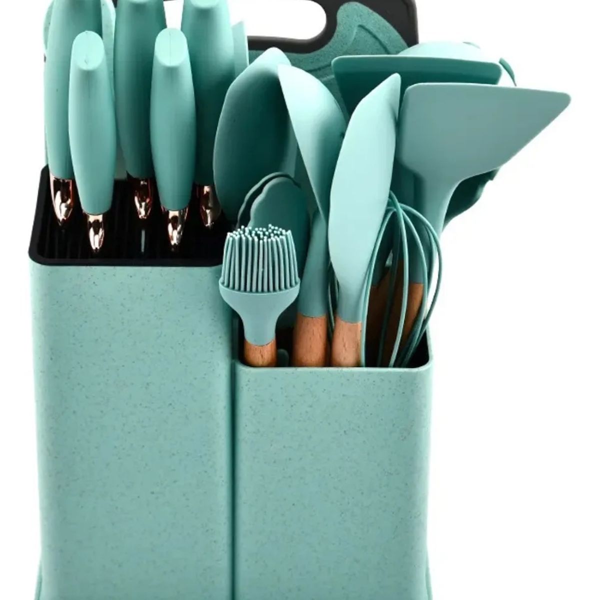 GENERICO - Set 19 Utensilios De Cocina Antiadherentes De Silicona Verde