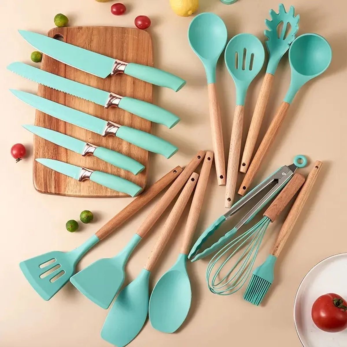 GENERICO - Set 19 Utensilios De Cocina Antiadherentes De Silicona Verde