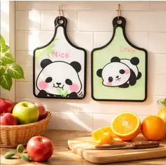 GENERICO - Tabla De Picar Cocina Diseño Panda Kawaii Colgante 30x19cm